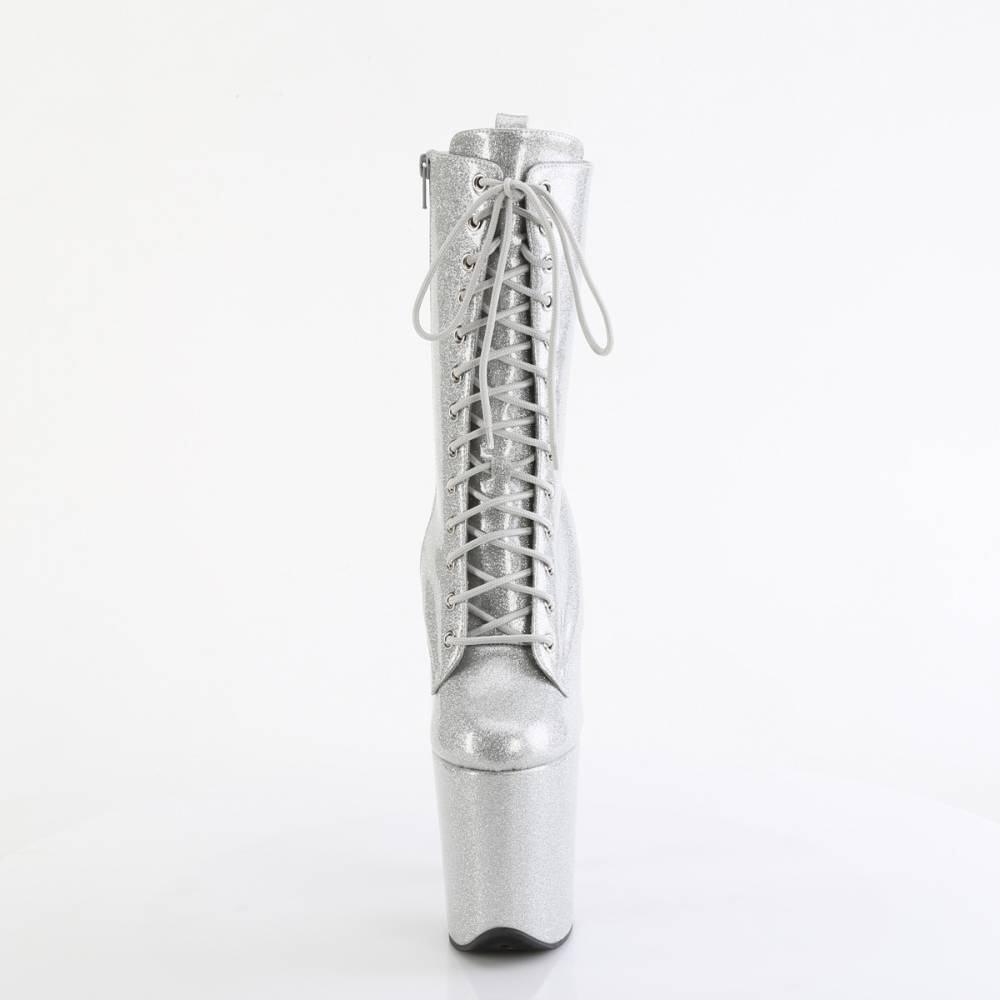 Pleaser - FLAMINGO1040GP Plateau Laarzen, Paaldans schoenen - Zilverkleurig